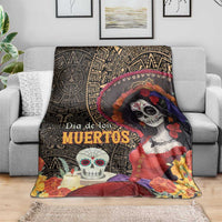 Mexico Day Of The Dead Blanket La Catrina Mix Cempasuchil Aztec Pattern LT15