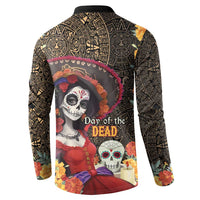 Mexico Day Of The Dead Button Sweatshirt La Catrina Mix Cempasuchil Aztec Pattern LT15