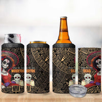 Mexico Day Of The Dead 4 in 1 Can Cooler Tumbler La Catrina Mix Cempasuchil Aztec Pattern LT15