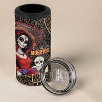 Mexico Day Of The Dead 4 in 1 Can Cooler Tumbler La Catrina Mix Cempasuchil Aztec Pattern LT15
