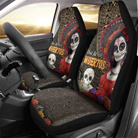 Mexico Day Of The Dead Car Seat Cover La Catrina Mix Cempasuchil Aztec Pattern LT15