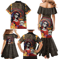Mexico Day Of The Dead Family Matching Mermaid Dress and Hawaiian Shirt La Catrina Mix Cempasuchil Aztec Pattern LT15