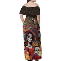 Mexico Day Of The Dead Family Matching Off Shoulder Maxi Dress and Hawaiian Shirt La Catrina Mix Cempasuchil Aztec Pattern LT15