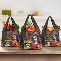 Mexico Day Of The Dead Grocery Bag La Catrina Mix Cempasuchil Aztec Pattern LT15