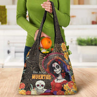 Mexico Day Of The Dead Grocery Bag La Catrina Mix Cempasuchil Aztec Pattern LT15