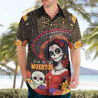 Mexico Day Of The Dead Hawaiian Shirt La Catrina Mix Cempasuchil Aztec Pattern LT15