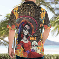 Mexico Day Of The Dead Hawaiian Shirt La Catrina Mix Cempasuchil Aztec Pattern LT15