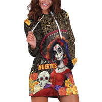 Mexico Day Of The Dead Hoodie Dress La Catrina Mix Cempasuchil Aztec Pattern LT15