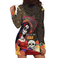 Mexico Day Of The Dead Hoodie Dress La Catrina Mix Cempasuchil Aztec Pattern LT15