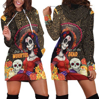 Mexico Day Of The Dead Hoodie Dress La Catrina Mix Cempasuchil Aztec Pattern LT15