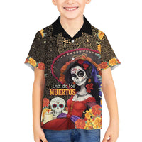 Mexico Day Of The Dead Kid Hawaiian Shirt La Catrina Mix Cempasuchil Aztec Pattern LT15