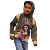 Mexico Day Of The Dead Kid Hoodie La Catrina Mix Cempasuchil Aztec Pattern LT15