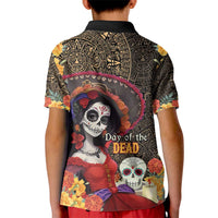 Mexico Day Of The Dead Kid Polo Shirt La Catrina Mix Cempasuchil Aztec Pattern LT15