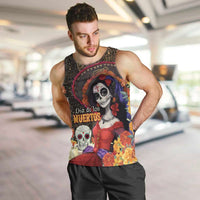 Mexico Day Of The Dead Men Tank Top La Catrina Mix Cempasuchil Aztec Pattern LT15