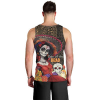 Mexico Day Of The Dead Men Tank Top La Catrina Mix Cempasuchil Aztec Pattern LT15