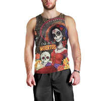Mexico Day Of The Dead Men Tank Top La Catrina Mix Cempasuchil Aztec Pattern LT15