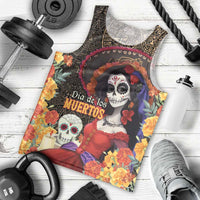 Mexico Day Of The Dead Men Tank Top La Catrina Mix Cempasuchil Aztec Pattern LT15