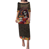 Mexico Day Of The Dead Puletasi La Catrina Mix Cempasuchil Aztec Pattern LT15