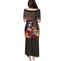 Mexico Day Of The Dead Puletasi La Catrina Mix Cempasuchil Aztec Pattern LT15