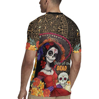 Mexico Day Of The Dead Rugby Jersey La Catrina Mix Cempasuchil Aztec Pattern LT15