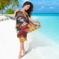 Mexico Day Of The Dead Sarong La Catrina Mix Cempasuchil Aztec Pattern LT15