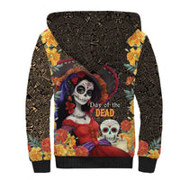 Mexico Day Of The Dead Sherpa Hoodie La Catrina Mix Cempasuchil Aztec Pattern LT15