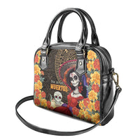 Mexico Day Of The Dead Shoulder Handbag La Catrina Mix Cempasuchil Aztec Pattern LT15