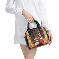 Mexico Day Of The Dead Shoulder Handbag La Catrina Mix Cempasuchil Aztec Pattern LT15