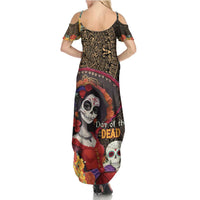 Mexico Day Of The Dead Summer Maxi Dress La Catrina Mix Cempasuchil Aztec Pattern LT15