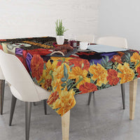 Mexico Day Of The Dead Tablecloth La Catrina Mix Cempasuchil Aztec Pattern LT15