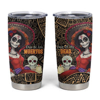 Mexico Day Of The Dead Tumbler Cup La Catrina Mix Cempasuchil Aztec Pattern LT15