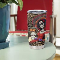 Mexico Day Of The Dead Tumbler Cup La Catrina Mix Cempasuchil Aztec Pattern LT15