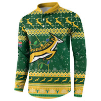 South Africa Christmas Rugby Button Sweatshirt Springboks Geseende Kersfees - Wonder Print Shop