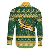 South Africa Christmas Rugby Family Matching Off The Shoulder Long Sleeve Dress and Hawaiian Shirt Springboks Geseende Kersfees - Wonder Print Shop
