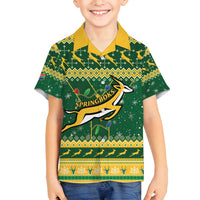 South Africa Christmas Rugby Family Matching Summer Maxi Dress and Hawaiian Shirt Springboks Geseende Kersfees - Wonder Print Shop