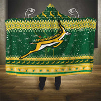 South Africa Christmas Rugby Hooded Blanket Springboks Geseende Kersfees