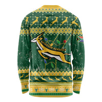 South Africa Christmas Rugby Long Sleeve Shirt Springboks Geseende Kersfees - Wonder Print Shop