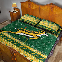 South Africa Christmas Rugby Quilt Bed Set Springboks Geseende Kersfees - Wonder Print Shop