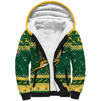South Africa Christmas Rugby Sherpa Hoodie Springboks Geseende Kersfees - Wonder Print Shop
