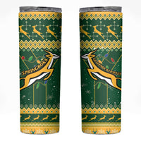 South Africa Christmas Rugby Skinny Tumbler Springboks Geseende Kersfees - Wonder Print Shop