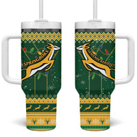 South Africa Christmas Rugby Tumbler With Handle Springboks Geseende Kersfees - Wonder Print Shop