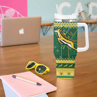 South Africa Christmas Rugby Tumbler With Handle Springboks Geseende Kersfees - Wonder Print Shop