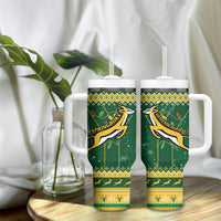 South Africa Christmas Rugby Tumbler With Handle Springboks Geseende Kersfees - Wonder Print Shop