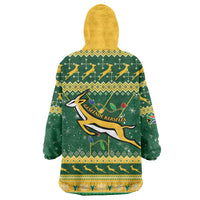South Africa Christmas Rugby Wearable Blanket Hoodie Springboks Geseende Kersfees - Wonder Print Shop