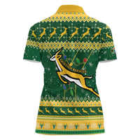 South Africa Christmas Rugby Women Polo Shirt Springboks Geseende Kersfees - Wonder Print Shop