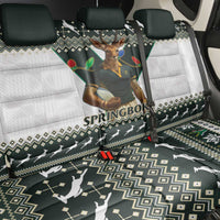 South Africa Christmas Rugby Back Car Seat Cover Springboks Mascot Mix African Pattern - Wonder Print Shop