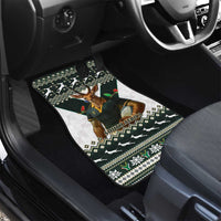 South Africa Christmas Rugby Car Mats Springboks Mascot Mix African Pattern - Wonder Print Shop