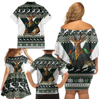 South Africa Christmas Rugby Family Matching Off Shoulder Short Dress and Hawaiian Shirt Springboks Mascot Mix African Pattern - Wonder Print Shop