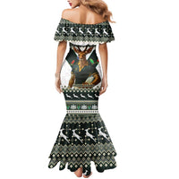 South Africa Christmas Rugby Mermaid Dress Springboks Mascot Mix African Pattern - Wonder Print Shop