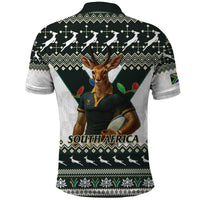 South Africa Christmas Rugby Polo Shirt Springboks Mascot Mix African Pattern - Wonder Print Shop